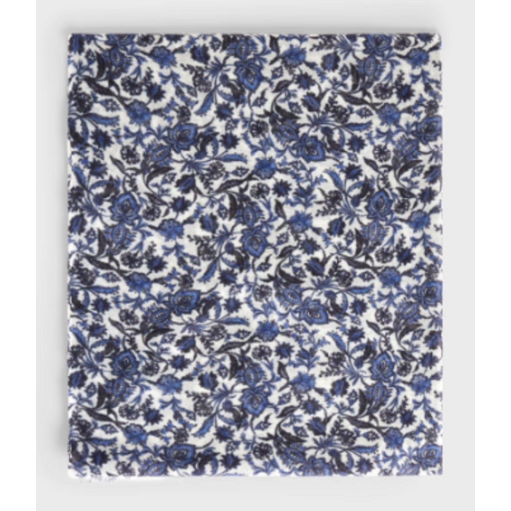 Gerard Darel Gretta Wool Modal Scarf Indigo Floral Wrap Shawl NWT Paris